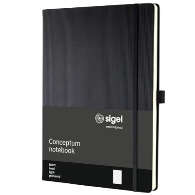Imagen de SIGEL CO112 Cuaderno premium a líneas, A4, tapa dura, negro Conceptum