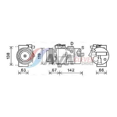 Imagen de PRASCO KAK216 Compresor de Aire Acondicionado DV16 PAG 46 R 134 a