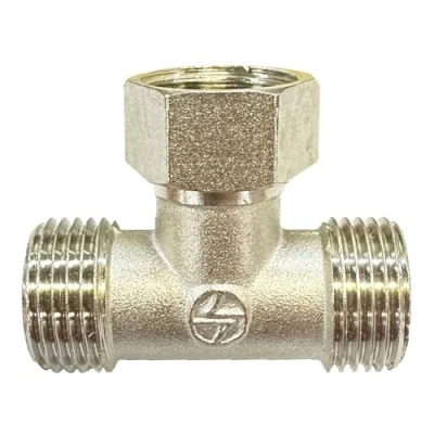 Imagen de conector de tubería 3 vías, camiseta en forma T latón G1/2, accesorios conexión cobre, calentadores agua solar (B)