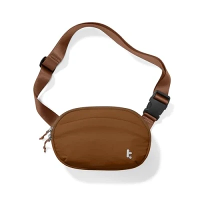 Imagen de tomtoc Riñonera Mujer con Protección RFID, 1,5 L Bolso Bandolera Mujer, Impermeable Ligero Pequeño, de Pecho Uso Diario, Portátil Viaje, Caramelo