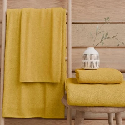 Imagen de PETTI Artigiani Italiani Toallas de baño 100% Rizo algodón, Juego 2+2, 4 Unidades, 2 Cara y Manos, Amarillas