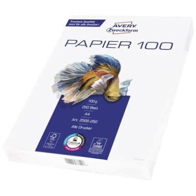 Imagen de Avery Zweckform 2566 250 Papel de impresión (DIN A4, 100 g/m2, opaco, mate, hojas), color blanco
