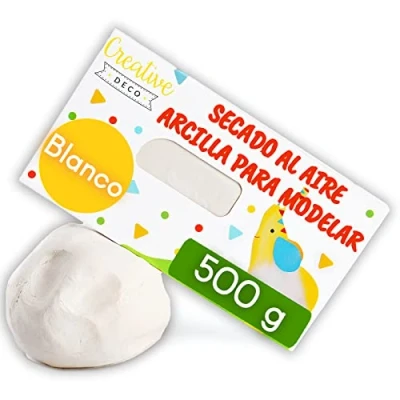 Imagen de Creative DECO Pasta Arcilla para Modelar Blanca Secado al Aire 500g de Autoendurecible Niños y Adultos Esculpir Manualidades No Pegajosa