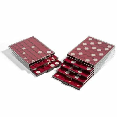 Imagen de Leuchtturm 327468 Bandeja para Monedas 20 divisiones esquinadas 50 x mm, Color Humo, con Negra