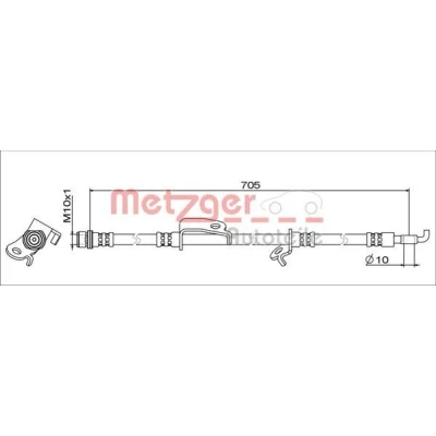 Imagen de METZGER 4111519 Latiguillos de Freno Eje delantero, izquierda 705 TOYOTA: RAV4 IV SUV