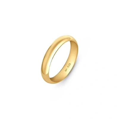 Imagen de Amberta Alianza Plata de Ley 925 Chapada en Oro Boda Pareja Anillo Matrimonio Mujer y Hombre: 4 mm Talla 12