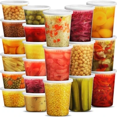 Imagen de JoyServe Contenedores de alimentos Deli con tapas, (48 juegos) tamaño cuarto galón 24 32 onzas y pinta 16 herméticos almacenamiento 54 tapas