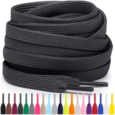 Imagen de Miscly Cordones Planos para Zapatillas, Disponibles en Varias Tallas y Colores (Gris Oscuro, 91 cm)
