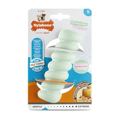 Imagen de Nylabone, Mordedor para Cachorros de Material sensorial, Juguete Masticar, Sabor Mantequilla Cacahuete, Pequeño hasta 11 kg