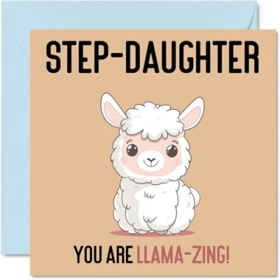 Imagen de tarjetas de cumpleaños para hijastra Llama Zing Divertida tarjeta feliz padrastro, regalos hija, felicitación broma 145 mm x