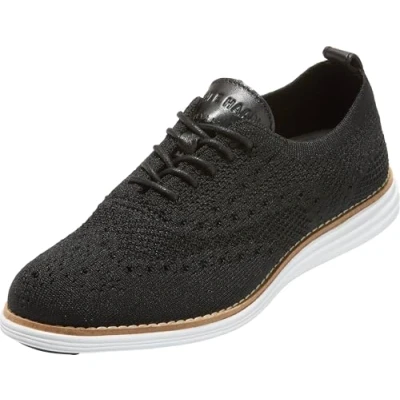 Imagen de Cole Haan OriginalGrand Stitchlite Wingtip Oxford para hombre, tejido negro/blanco óptico., 40.5 EU