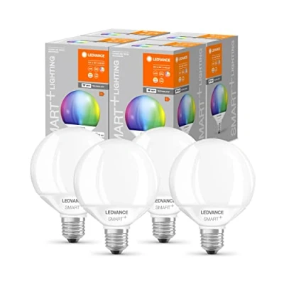 Imagen de LEDVANCE Lámpara LED inteligente con tecnología Wifi, casquillo E27, regulable, colores RGB y cambio de color la luz, Globeform, mate, controlable Alexa, Google App