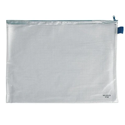Imagen de VELOFLEX 2703000 bolsillo con cremallera DIN A3, bolsa cremallera, para documentos, PVC, reforzado tela, transparente, 1 pieza