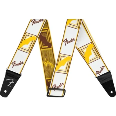 Imagen de Fender© Weighless™ Correa de monograma 2&quot; ancho Blanco/Amarillo/Marrón