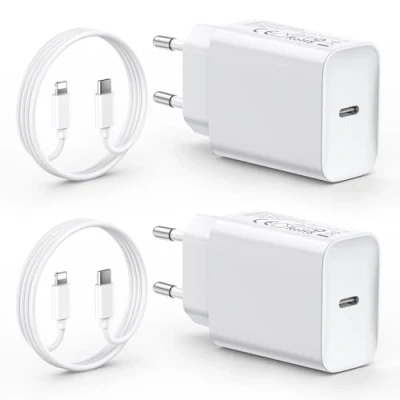 Imagen de 2 Pack Cargador Carga Rapida for iPhone 14/14 Pro/14 Pro Max/14 Plus 13 12 11 SE XR X XS 8 7, iPad Air Mini, AirPods, 30W USB C Carregador Rapido con 2M Cable USBC Rápida Pared Charger Adaptador