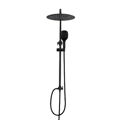 Imagen de Görbach Columna Ducha Negro sin Grifo Set de Altura Ajustable Sistema Baño Acero Inoxidable 304 Juego con Alcachofa Mano Cabezal lluvia D30cm.