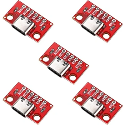 Imagen de PENGLIN 5 unidades USB tipo C Breakout Board serie hembra 6P 2,54 mm PCB convertidor placa