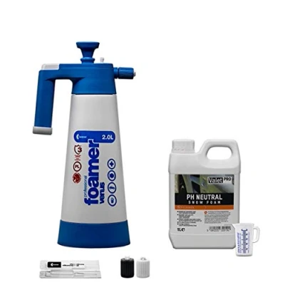 Imagen de detailmate Juego de prelavado Kwazar Venus Super Foamer Cleaning Pro + Viton 2 L taza medidora espuma nieve ValetPRO pH neutro, 1 litro