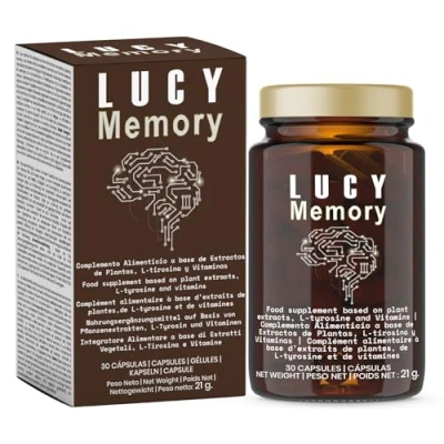 Imagen de Lucy Memory Pastillas Memoria y Concentración Suplemento Cognitivo con Ashwagandha Promueve Equilibrio Mental Mejora la Retención de Información Reduce el Estrés 1 bote (30 caps.)