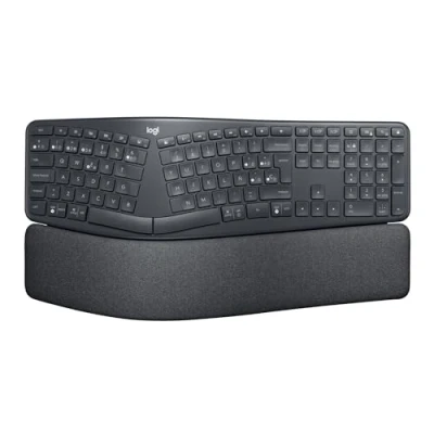 Imagen de Teclado inalámbrico Logitech ERGO K860, Bluetooth, Reposamanos, Teclas personalizables, numérico, Patas ajustables, Negro