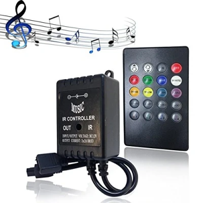 Imagen de LED Controlador 20 Keys RGB Strip IR Remote Music Controller Control de Mando a Distancia para 3528/5050 SMD Tira luz DC 12V Cambio Color Barra