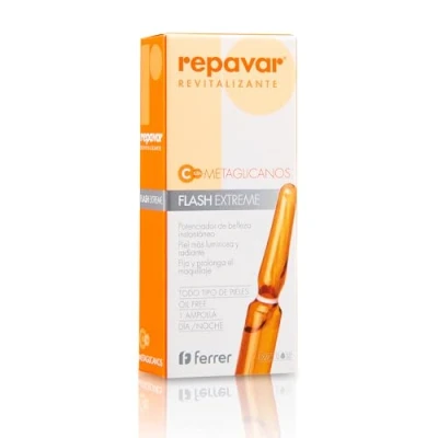 Imagen de Repavar Revitalizante Sérum Metaglicanos Flash Extreme Efecto Tensor Inmediato Elaborado con Vitamina C Piel más Luminosa y Radiante Fija el Maquillaje 1 Ampolla de ml