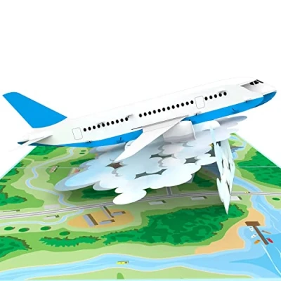 Imagen de MOKIO® Tarjeta regalo viaje Pop Up avión Vale 3D para vuelo, en o billetes de avión, como cumpleaños vacaciones, Bono aéreo emergente