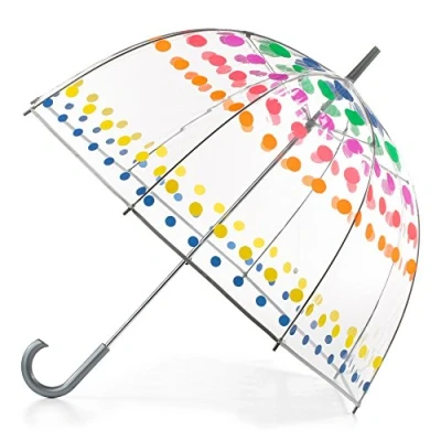 Imagen de Totes paraguas transparente de burbujas para adultos y niños con toldo cúpula, diseño ligero, protección contra el viento la lluvia, puntos, 51 pulgadas, adulto