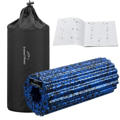 Imagen de EVEREST FITNESS Rodillo Foam Roller 32 cm Masaje Muscular Con Textura 3D de Dureza Media Libro Ejercicios y Bolsa Transporte Rulo Pilates