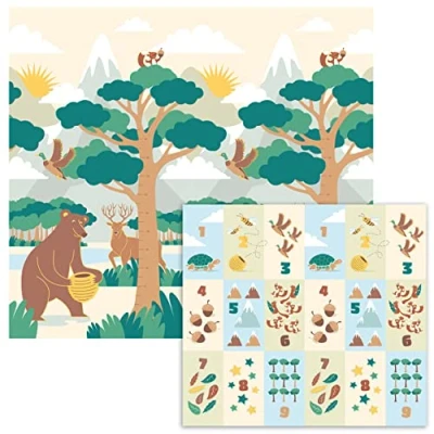 Imagen de Alea Baby Alfombra de juego infantil plegable y suave bebé Gattonamento para dormitorio 150 x 120 0,5 cm (con bolso), certificado CE Designed in Italy