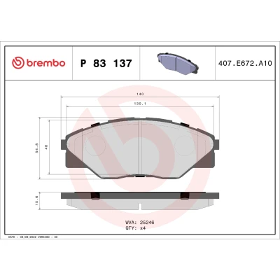 Imagen de BREMBO P 83 137 Juego de pastillas freno excl. contacto avisador desgaste sin accesorios TOYOTA: HILUX 3 Pick up