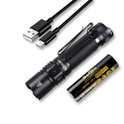 Imagen de Sofirn SP35 Potente linterna LED, luz de agarre táctico, 2000 lúmenes, USB, recargable, con batería 21700, multifunción, 8 modos brillo, IPX68, resistente al agua para caza aire libre
