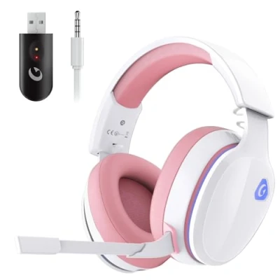 Imagen de Auriculares Gaming, para Juegos de 2,4 GHz PS4, PS5, PC, Mac, Inalambricos Bluetooth 5.2, Cascos con micrófono cancelación, 3,5 mm Jack Cable