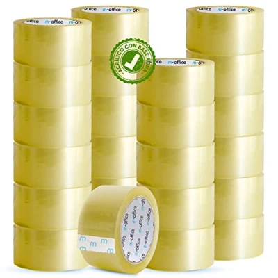 Imagen de m office Cinta Adhesiva Transparente, de Embalar para Embalaje Cajas, Envíos, Mudanzas y Manualidades, Precinto Transparente Seguro Resistente (48mmx66m, x24)