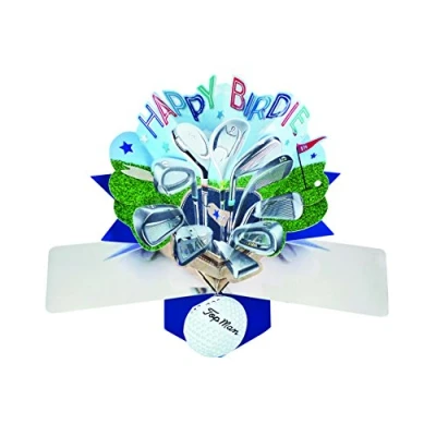 Imagen de Second Nature Pop Ups Tarjeta de felicitación cumpleaños con &quot;happy Birdie&quot; letras y palos golf
