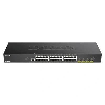 Imagen de D Link DGS 1250 28X Switch 28 Puertos Gigabit Gestionable con uplink a 10Gbps, Layer 2 y 3 Lite (24x 10/100/1000BASE T, 4X 10G SFP+ 1x Consola RJ 45), Negro
