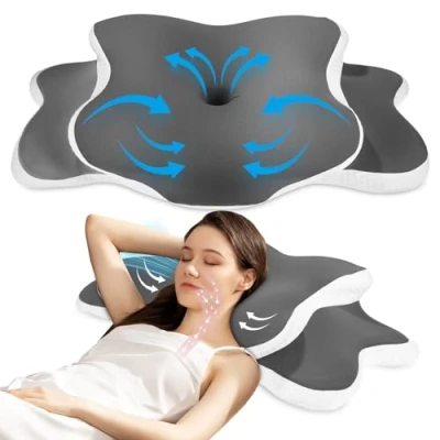 Imagen de Almohada Cervical Ergonómica para Cuello, Ortopedica Soporte de Viscoelastica Mariposa, Almohadas Ergonómico Dormir Lado y Boca Arriba