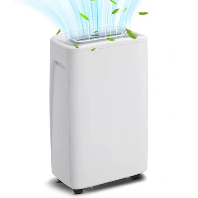 Imagen de HOMCOM Deshumidificador Eléctrico 12L/Días Depósito de Agua 1,5L Silencioso con 4 Modos 2 Velocidades Ruedas Pantalla LED Temporizador para 10 25 m² Blanco