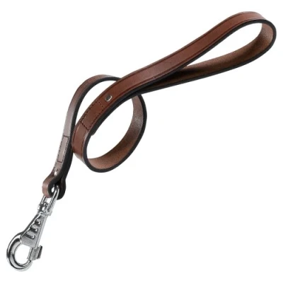 Imagen de Ferplast 75145958 Correa Corta para Perros VIP Gm20/60, Robusto Cuero de Toro, 20 Mm x L 60 Cm Marrón