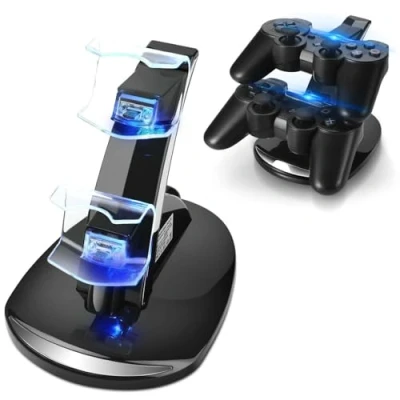 Imagen de Base de Carga para Controlador PS3 TNP Sony Playstation 3 Dualshock Carga, Estaci�n Acoplamiento 2 Niveles y Puertos compatibles con Cable USB