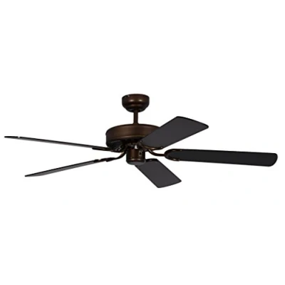Imagen de Pepeo GmbH Potkuri ventilador de techo sin luz, carcasa bronce viejo, aspas reversibles negro, 132 cm, para habitaciones hasta 25 m² (1335201232_v2)