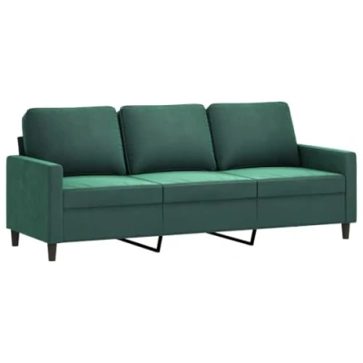 Imagen de vidaXL Sofá de 3 Plazas, Asiento con Reposabrazos Respaldo, Descanso Televisión, Sillón Tapizado para Salón Hogar, Terciopelo Verde Oscuro
