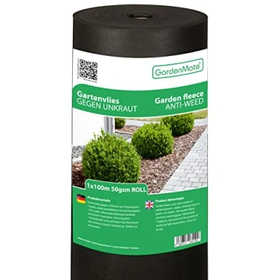 Imagen de GardenMate Malla geotextil de 1 m x 100 y 50 g/m² Rollo Resistente para Malas Hierbas Estabilizada contra UV Permeable al Agua = m²