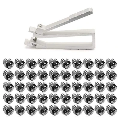 Imagen de kwmobile Tuercas jaula con tornillo M6 Juego 50x tuerca enjaulada para montaje de rack servidor 10 y 19&quot; arandela grapa sujeción