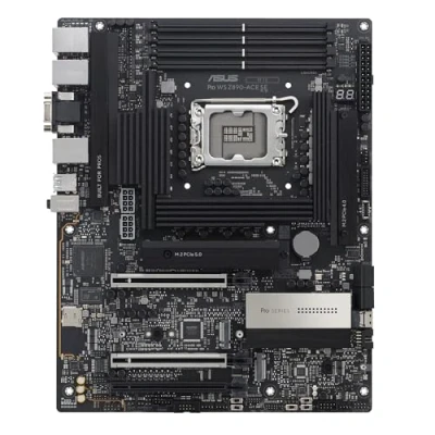 Imagen de ASUS Pro WS Z890 ACE SE, Placa Base Intel ATX, 16+2+1+2 Fases de alimentación, Ranura DDR5, PCIe 5.0 para Tarjetas gráficas Nueva generación, 4 Ranuras M.2, Puertos USB C Thunderbolt, Negro