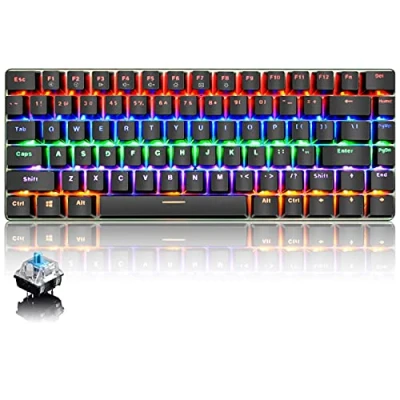 Imagen de CROSS ZEBRA PC Teclado Mecánico para Juegos, LED Mezclado con Retroiluminación USB Cable de 82 Teclas, Anti Fantasma, Ergonómico Computadora Jugar Juegos y Tipeos(Switches Azul, Negro)