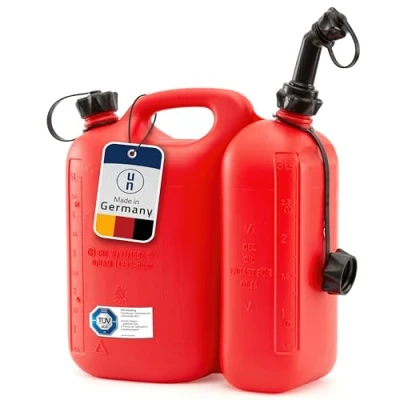 Imagen de Cartrend Bidón doble ECO 5,5+3 L, PEAD Rojo, homologación UN, accesorios negros