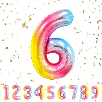 Imagen de Globos de Cumpleãnos 6 Arcoiris,101 CM Globo Numeros Gigantes Grandes Decoracion,Globo Numero 6,Globos Niño Niña Adultos,Vuelan con Helio…
