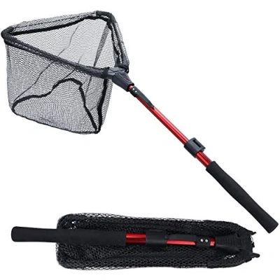 Imagen de Sougayilang Red de pesca para peces, poste telescópico plegable y plegable, malla nailon duradero, captura o liberación segura RLJ95CM