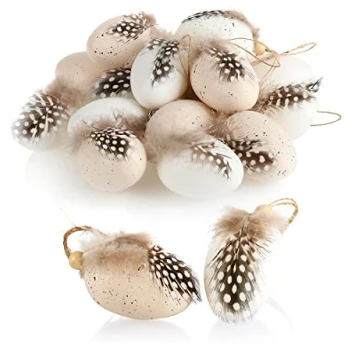 Imagen de com four® 18x Huevo de Pascua para Colgar Huevos con Plumas Decoración el Arbusto en Forma Codorniz
